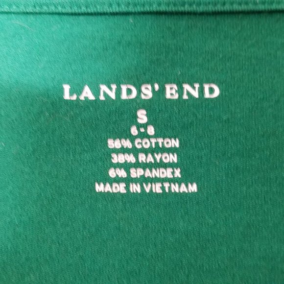 Lands' End Green Long Sleeve V Neck T-Shirt - Picture 3 of 5